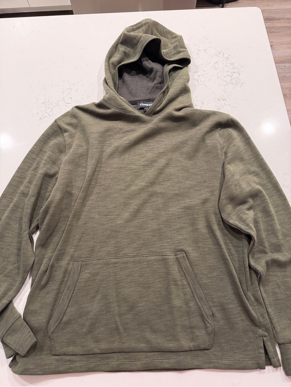 Express Men’s Olive Hoodie in Heather Olive